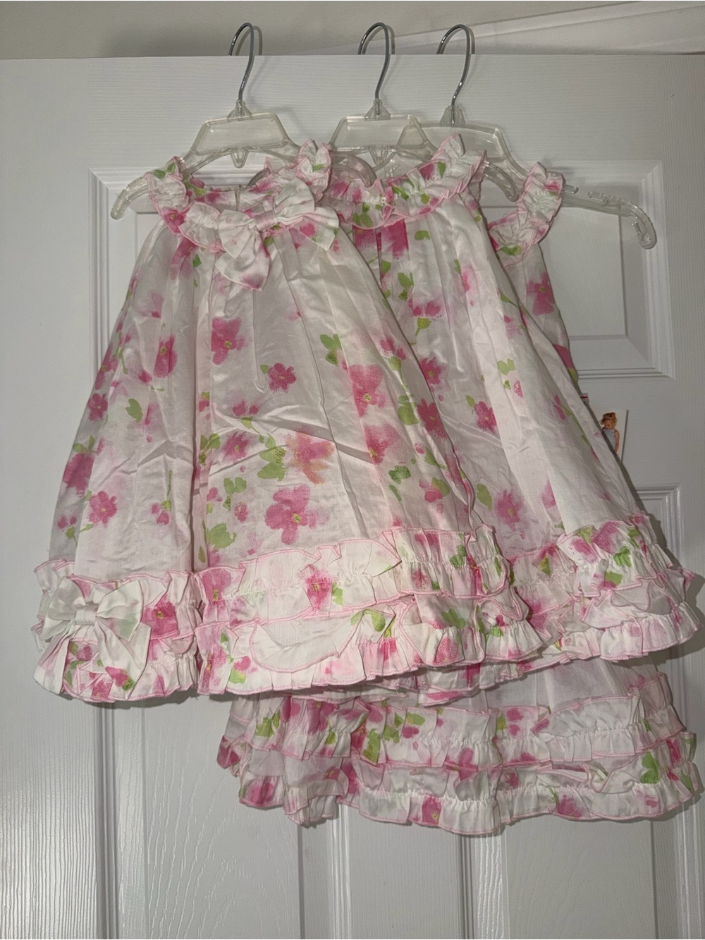 Biscotti White Dress with Pink and Green Floral Print